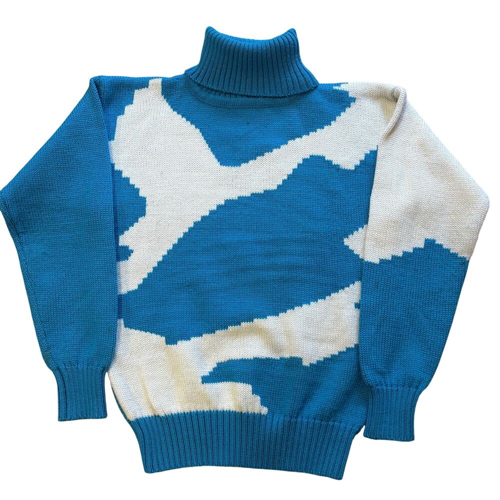 Nils Women's Turtleneck Chunky Knit Sweater Sweater Blue Ski Vintage Alpine